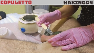 Медсестра в розовых перчатках делает мужчине депиляцию и дрочит ствол MALE BRAZILIAN WAXING AND HANDJOB