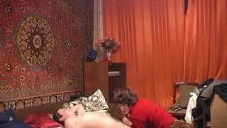 Russian mature mom and her boy! Amateur!