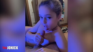 Lustful Stepdaughter plays with daddy's dick to a powerful finish