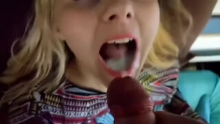 A lot of cum in the mouth with a swallow.Russian homemade