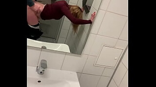 Went into the airport bathroom with SugarNadya, stripped her and fucked her hard, CUM all over her ass