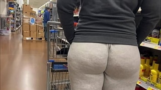 Giant Booty Mom Goes Walmart Shopping With A Deep Fucking Wedgie