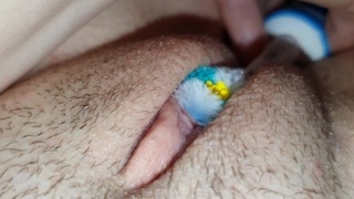 Masturbation with an electric toothbrush
