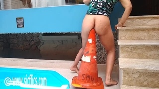 Anal destruction With Giant Road Cone