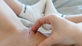 Playing with my puffy pussy in my gym socks