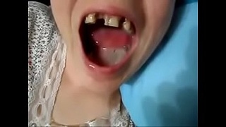 banguela - gap toothed hillbilly slut taking a mouthful of cum