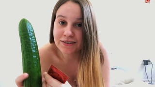 Teen masturbation with big cucumber till orgasm - Ellie Lush