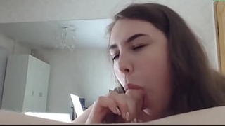 Cute Russian teen sucking
