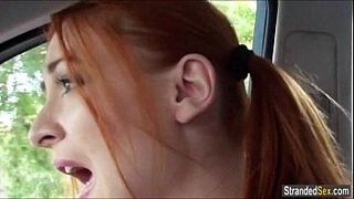 Russian teen Eva flashes tits for a ride