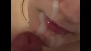 blowjob with cum on lips