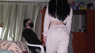 Getting naked in front of her stepbrother to stop him from playing videogames, he fucks her (1/2)