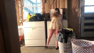 Milf Stepmom gets Fucked over Laundry