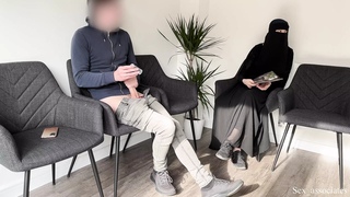 Public Dick Flash in a Hospital Waiting Room! Gorgeous muslim girl caught me jerking off and help me get a sperm sample.