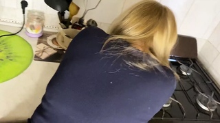 Fucking in the ass in the kitchen