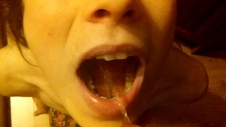 Real homemade slut wife slave drinking piss
