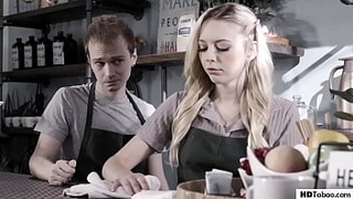 Barista and waiter having make up sex in a cafe - Lily Larimar