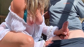 Big Tits MILF milked me right on the beach