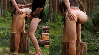 Public ass fuck in the woods