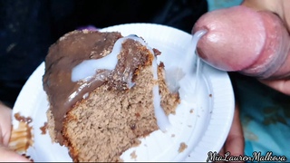food porn fantasy. Eating my cake with cum