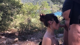 Public no hands deepthroat with cum in mouth on Sainte Victoire