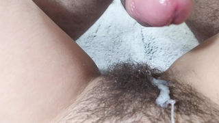 THREE TIMES CUMMED ON HOT HAIRY PUSSY