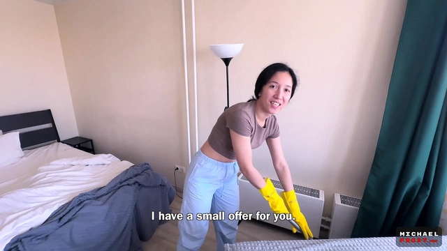 Asian Cleaning Lady Let Me Fuck Her For Money