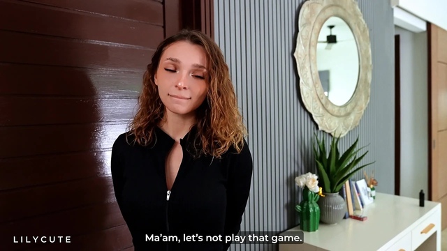 Delivery Girl Drops the Package Pays with Her Ass!