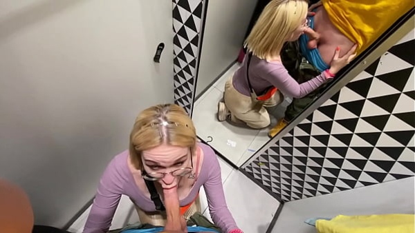 Getting a blowjob in the changing booth