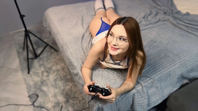 POV: Covered her face while she was playing the console